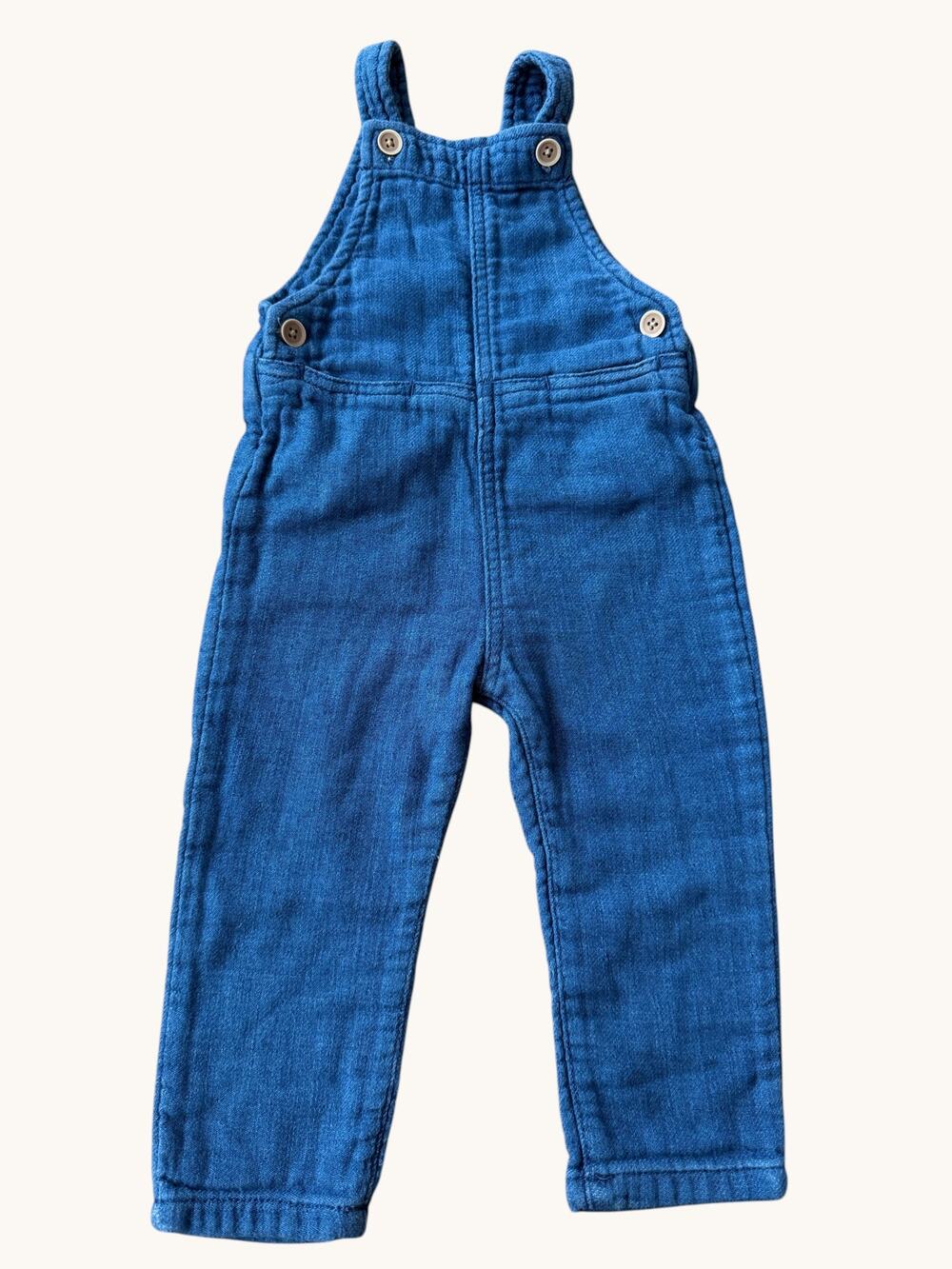 Zara Baby Soft Indigo Blue Overalls Gingham Lined Unisex Toddler 12-18 Months